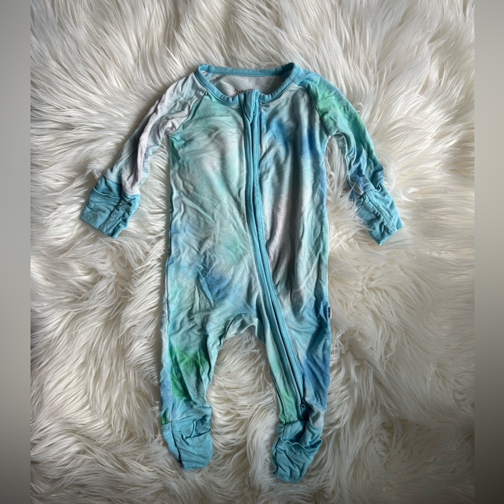 Little Sleepies Tie-Dye Blue & Green Footed Pajamas